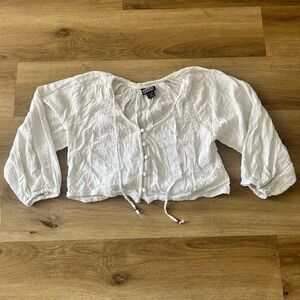 Angie White Boho Eyelet Peasant Blouse | Size M- EUC